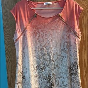 Calvin Klein Coral and Brown Blouse